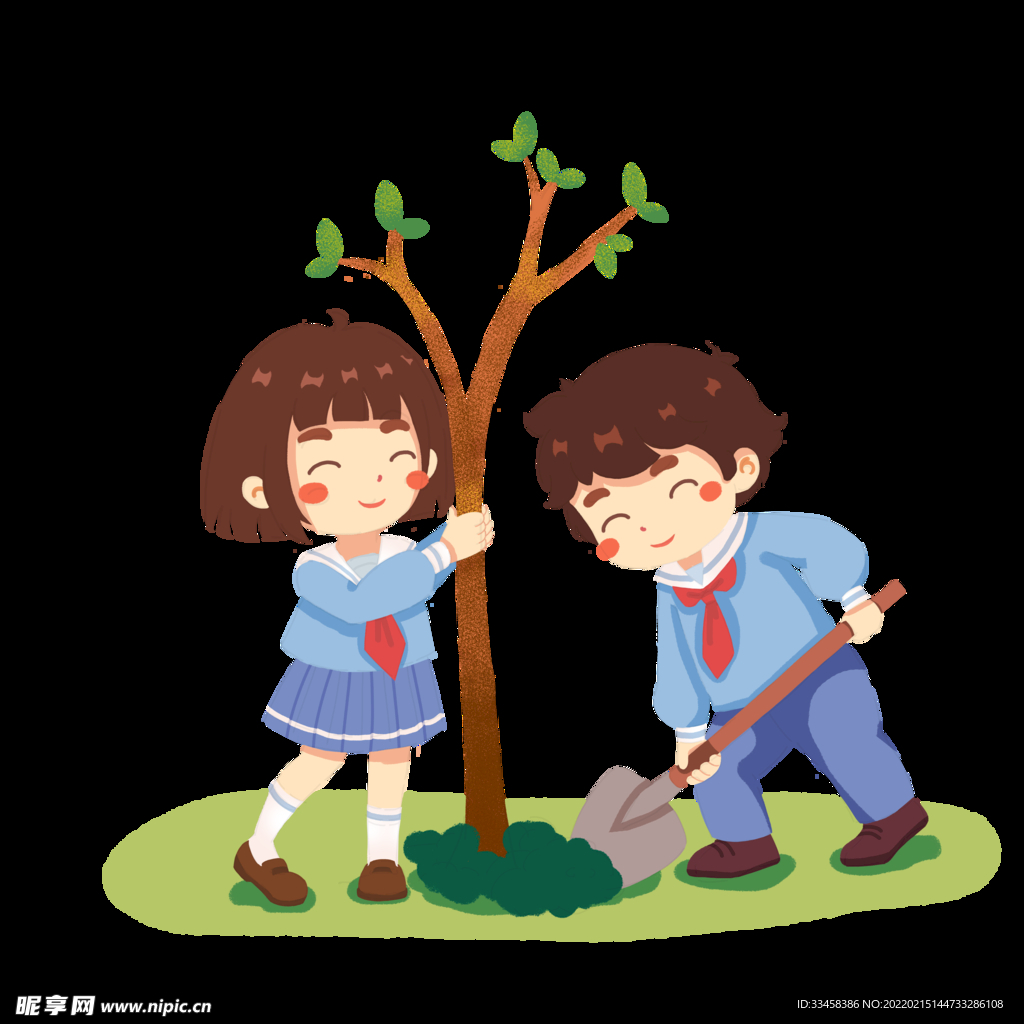 植树节环保树木学生绿色