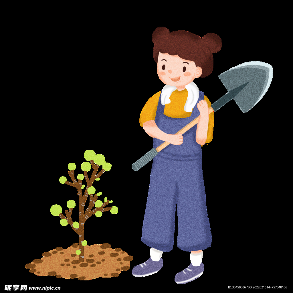 植树节种植女孩人物