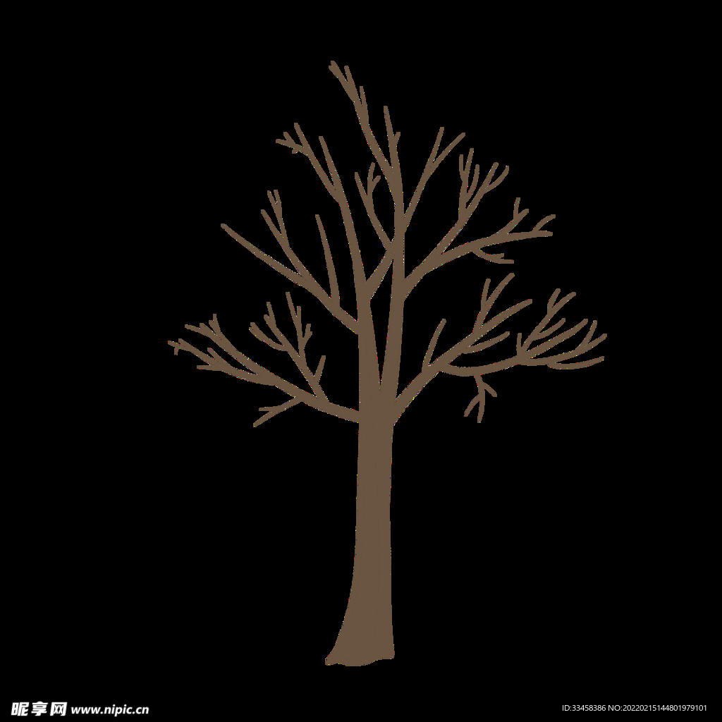 植树节棕色枯树手绘