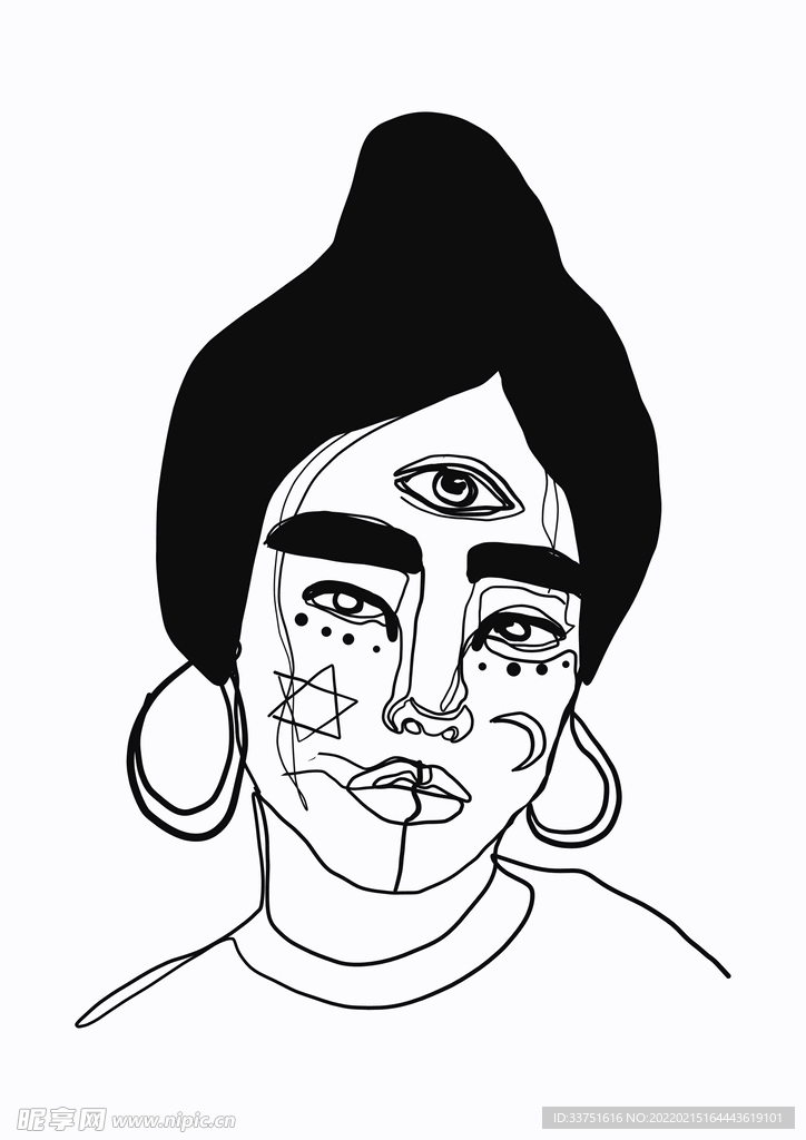 女人插画黑白