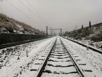 冬天下雪铁路直线
