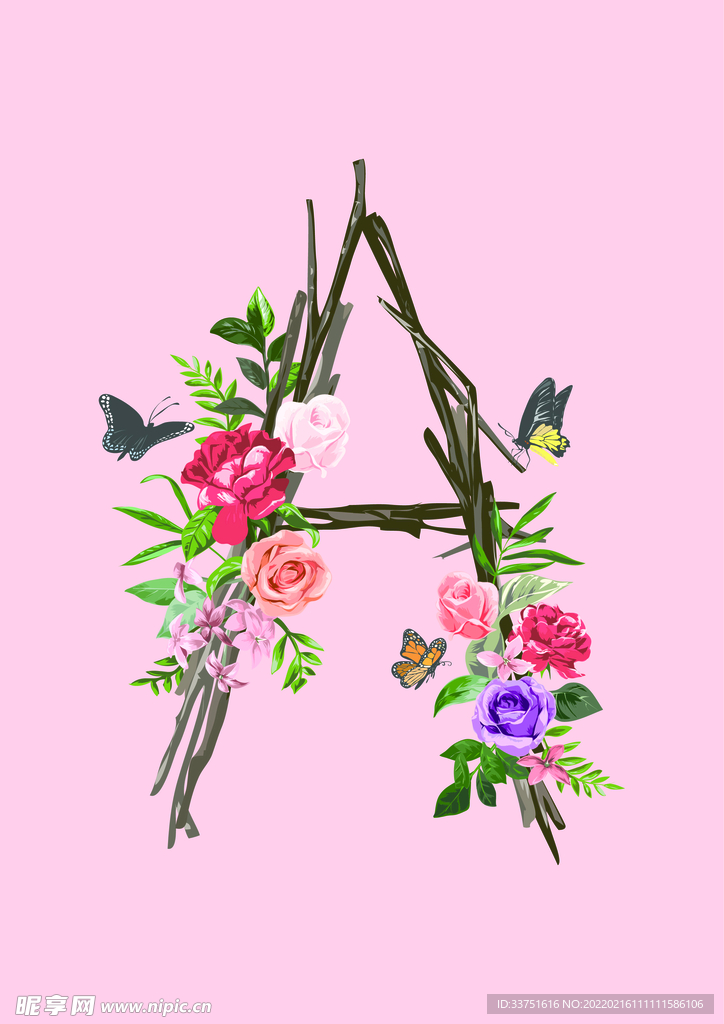 字母花卉