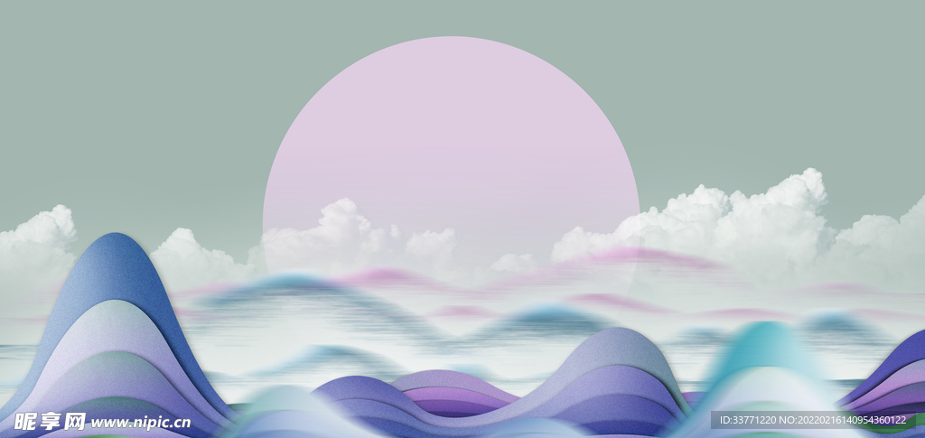 创意山水太阳背景