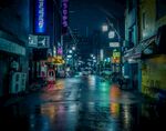 日本街头小巷夜晚胡同雨夜雨巷