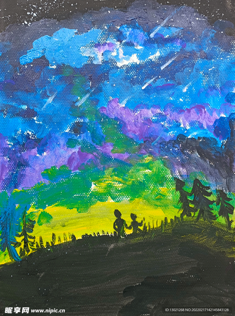 星辰水粉画 水彩儿童画