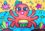 章鱼海底儿童画