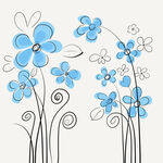 手绘线条花卉