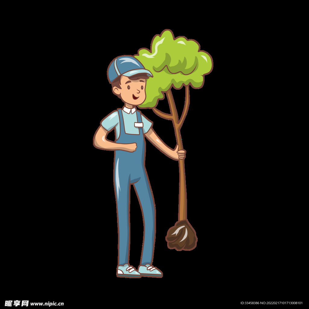 植树节拿树苗的男孩