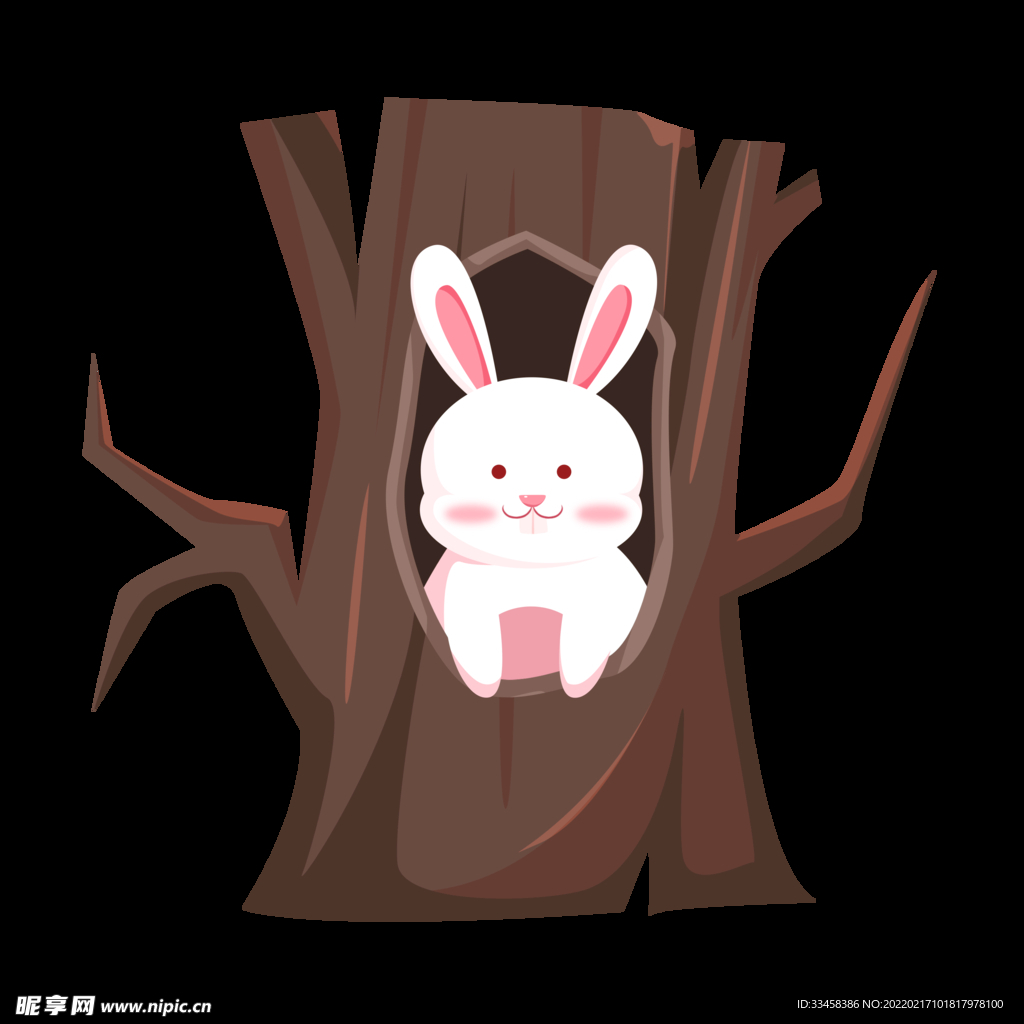 植树节之树洞中的小兔子