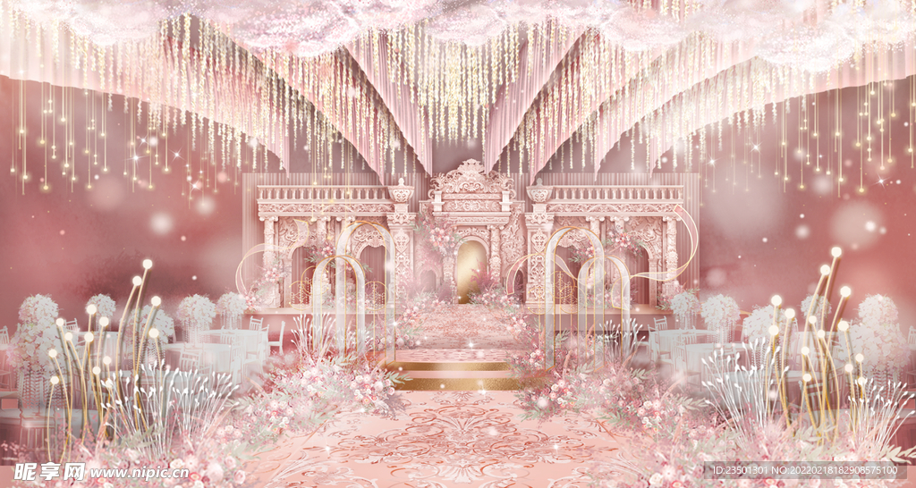 粉色梦幻欧式城堡婚礼