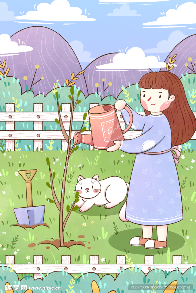 312植树节  插画  模板 