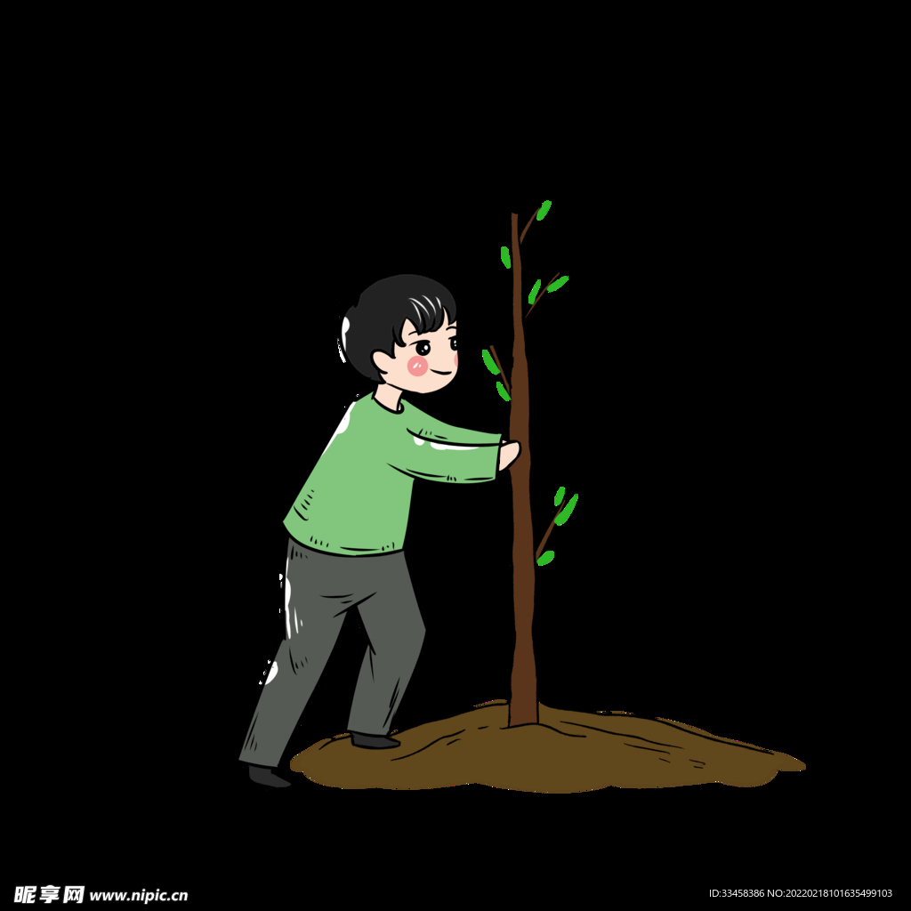 植树节种树男孩插画