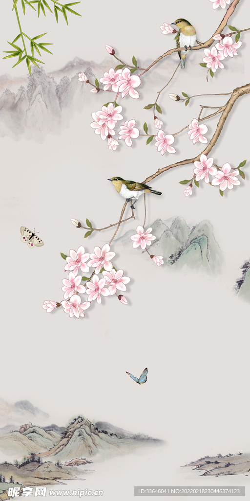 新中式工笔花鸟
