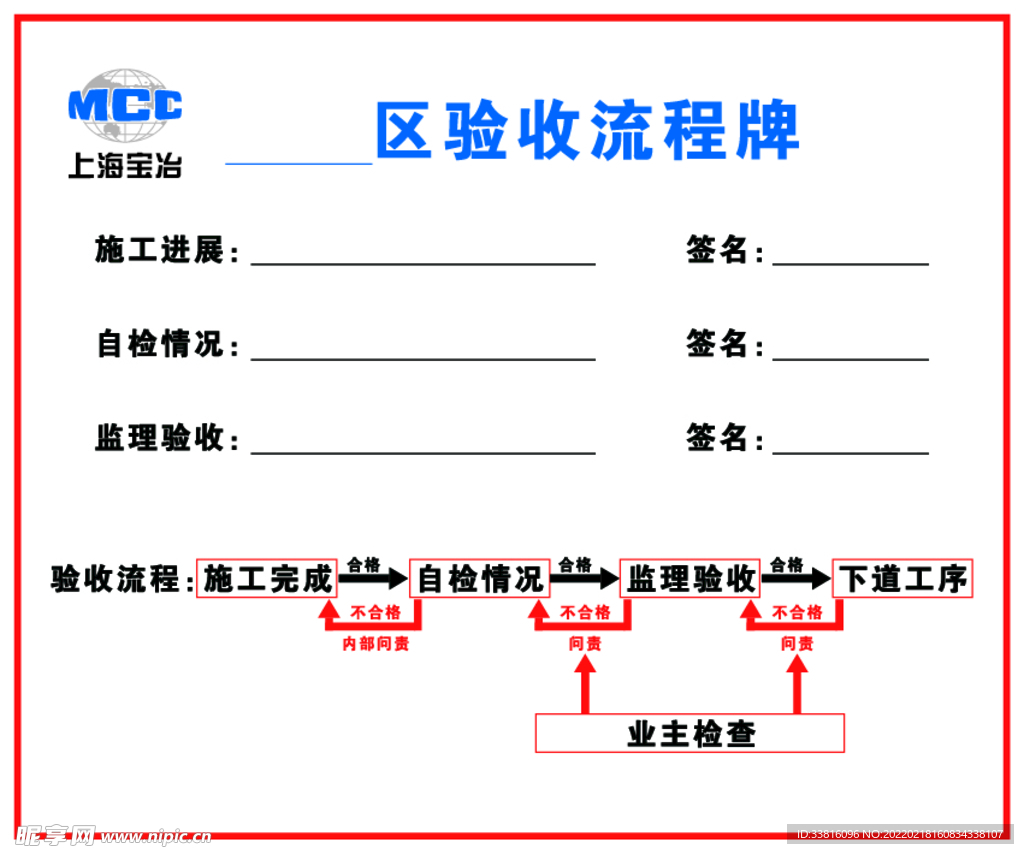 验收流程牌