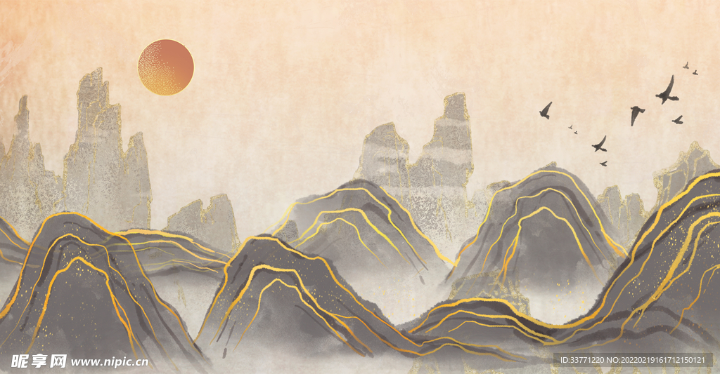复古山水背景