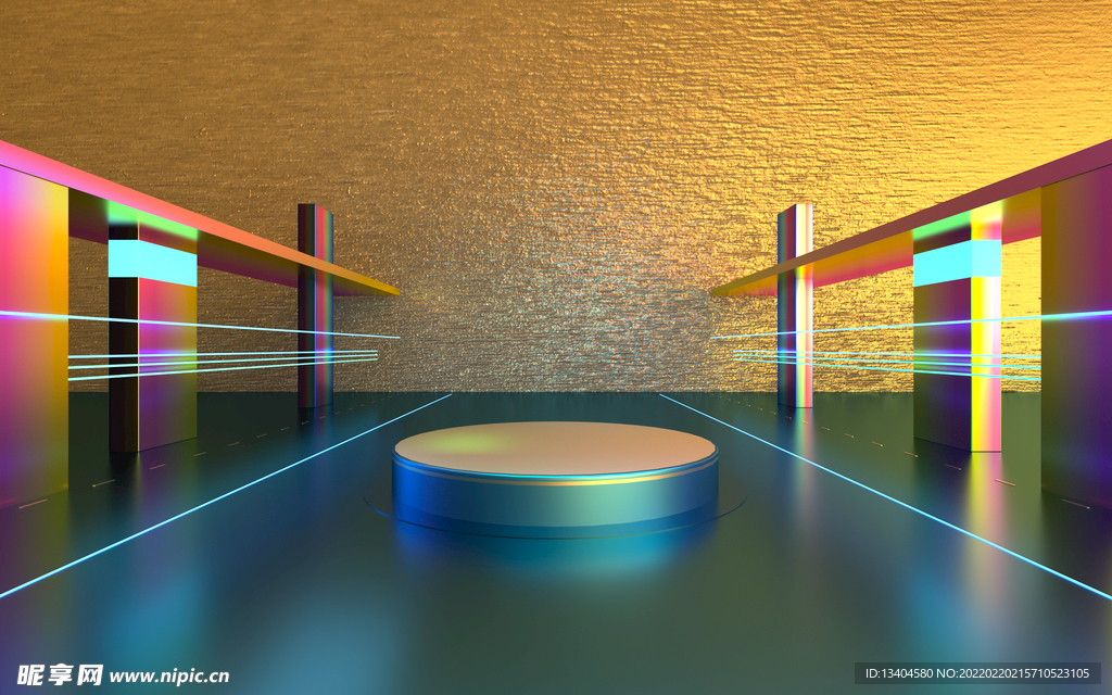 3D橙金渐变科技感背景展示素材