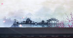 中国风水墨江山古代建筑背景