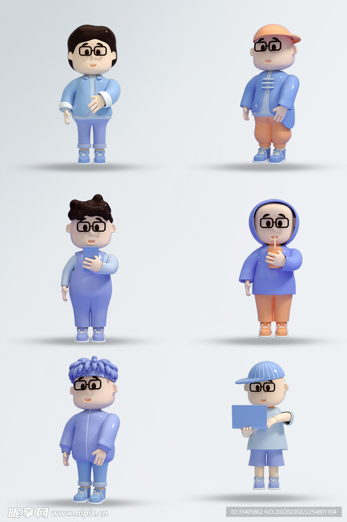 简约c4d同一个人不同穿搭3d