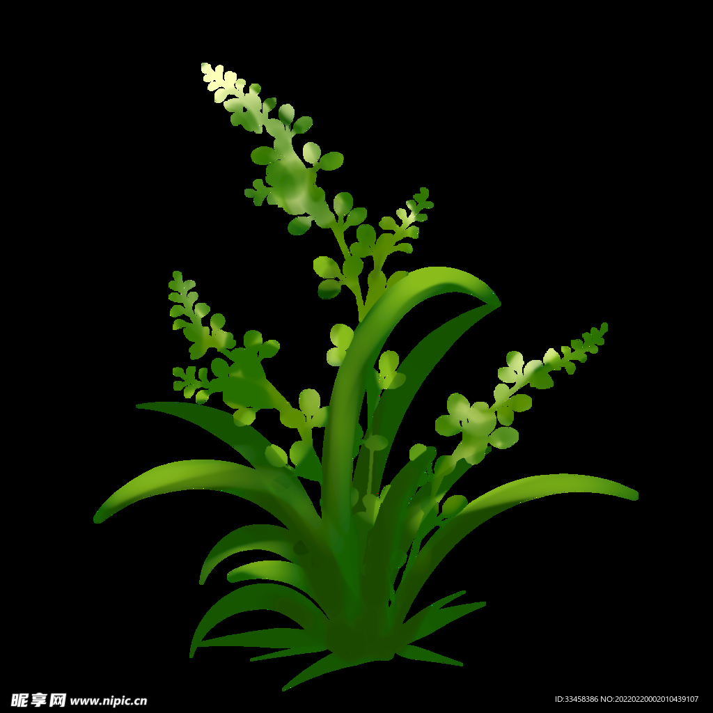 花草绿色手绘装饰图案