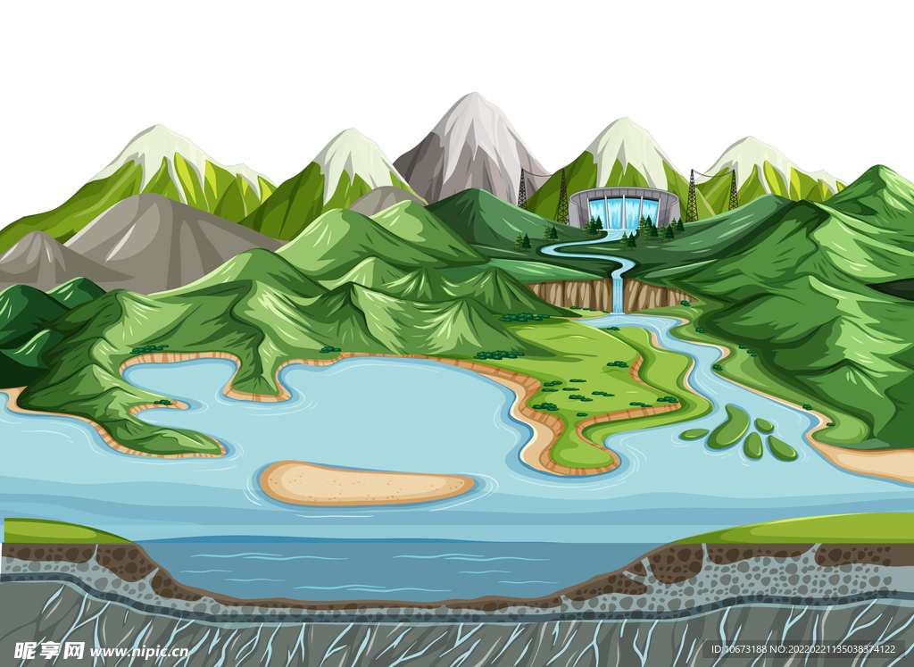 矢量湖泊背景
