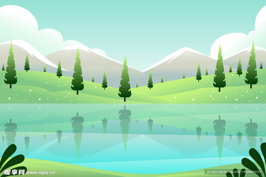 矢量湖泊背景