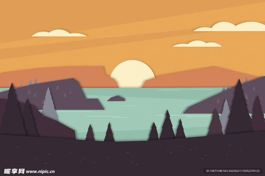 矢量湖泊背景