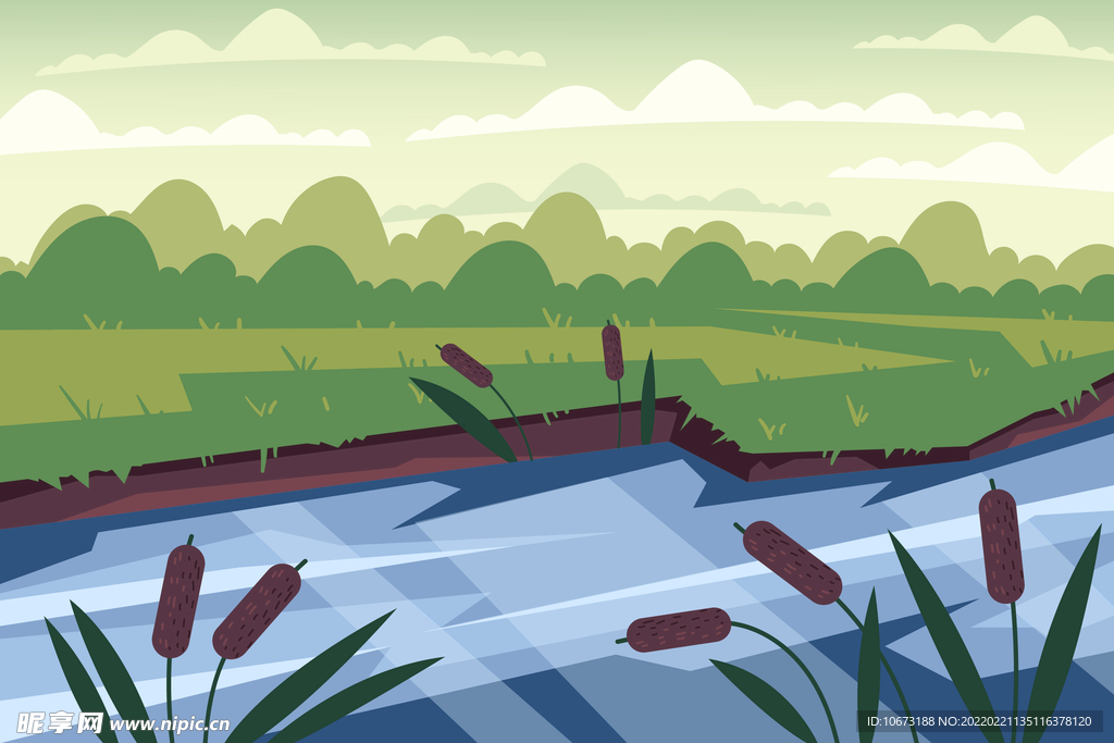 矢量湖泊背景