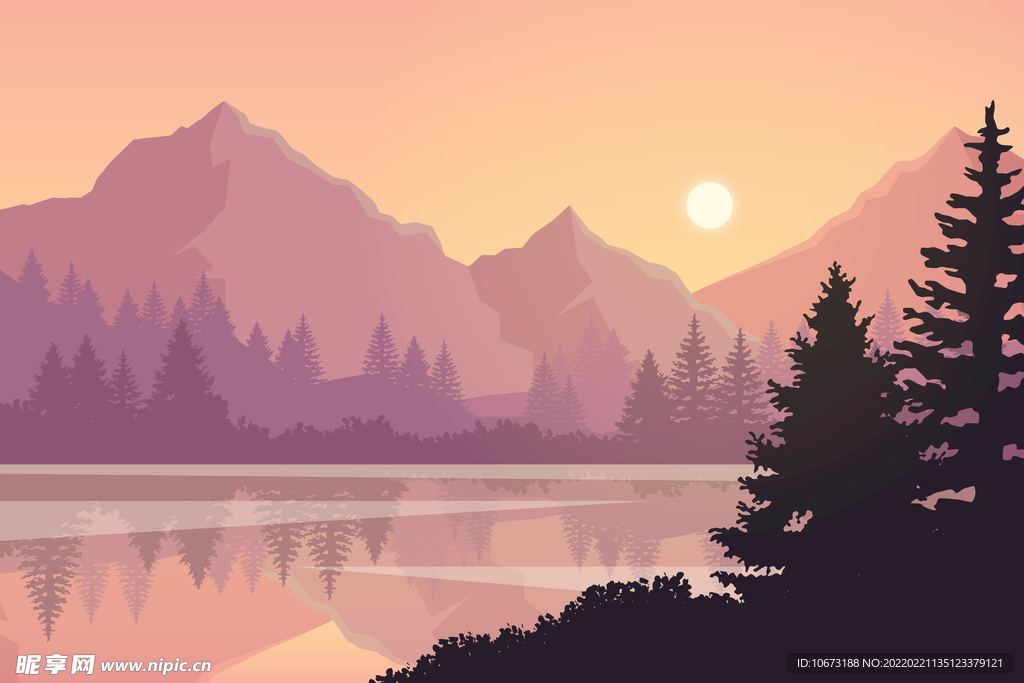 矢量湖泊背景