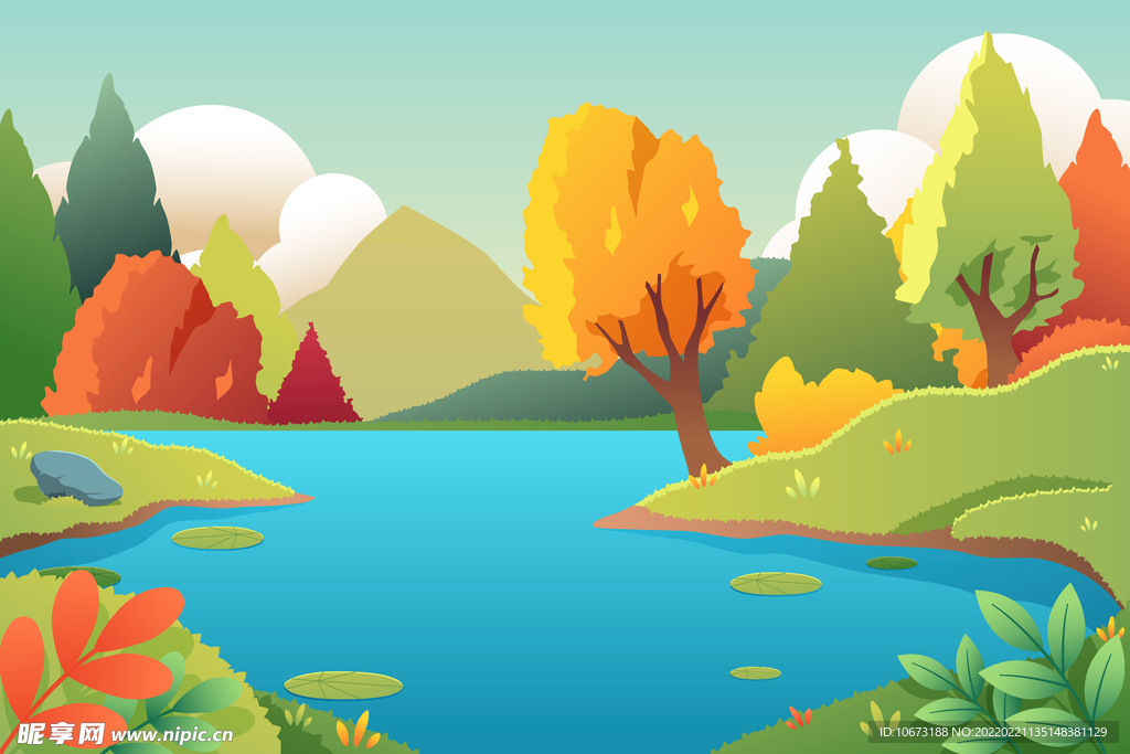 矢量湖泊背景