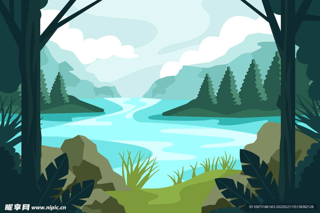 矢量湖泊背景