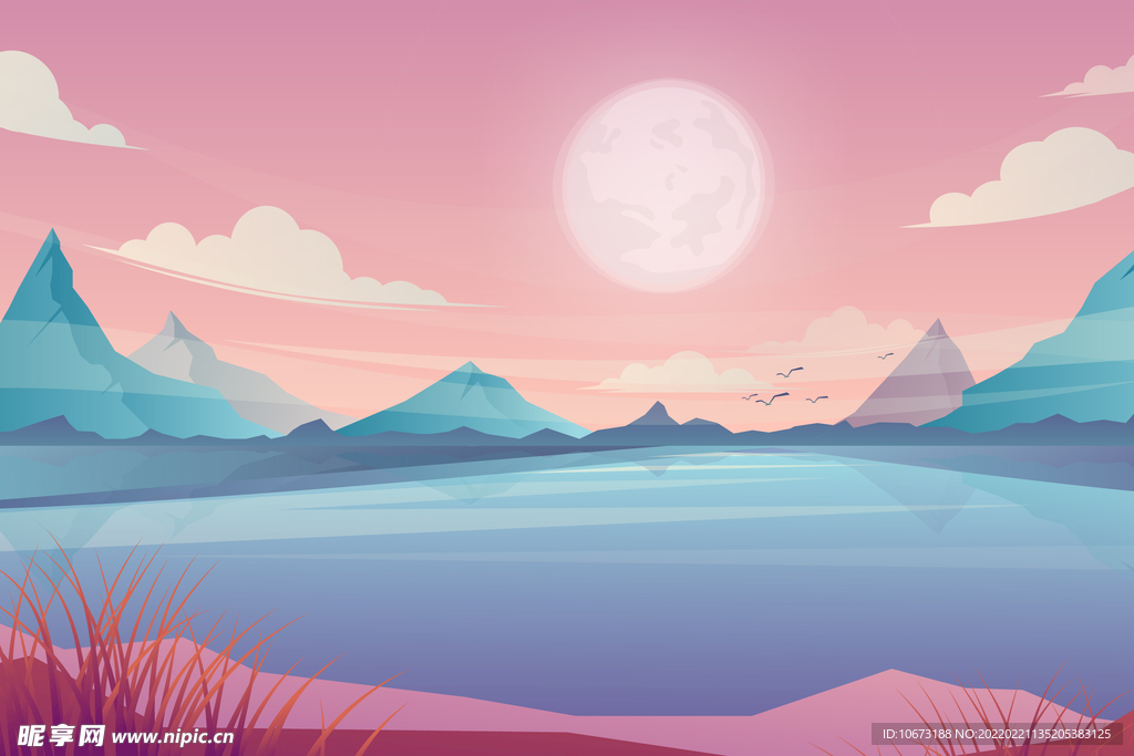 矢量湖泊背景