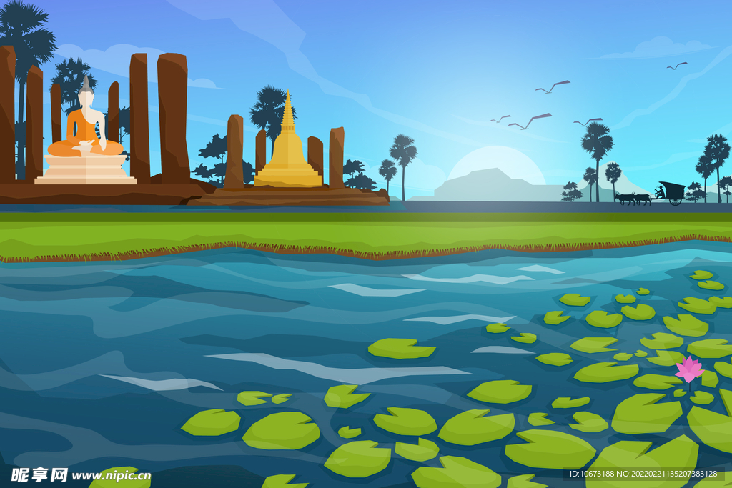 矢量湖泊背景