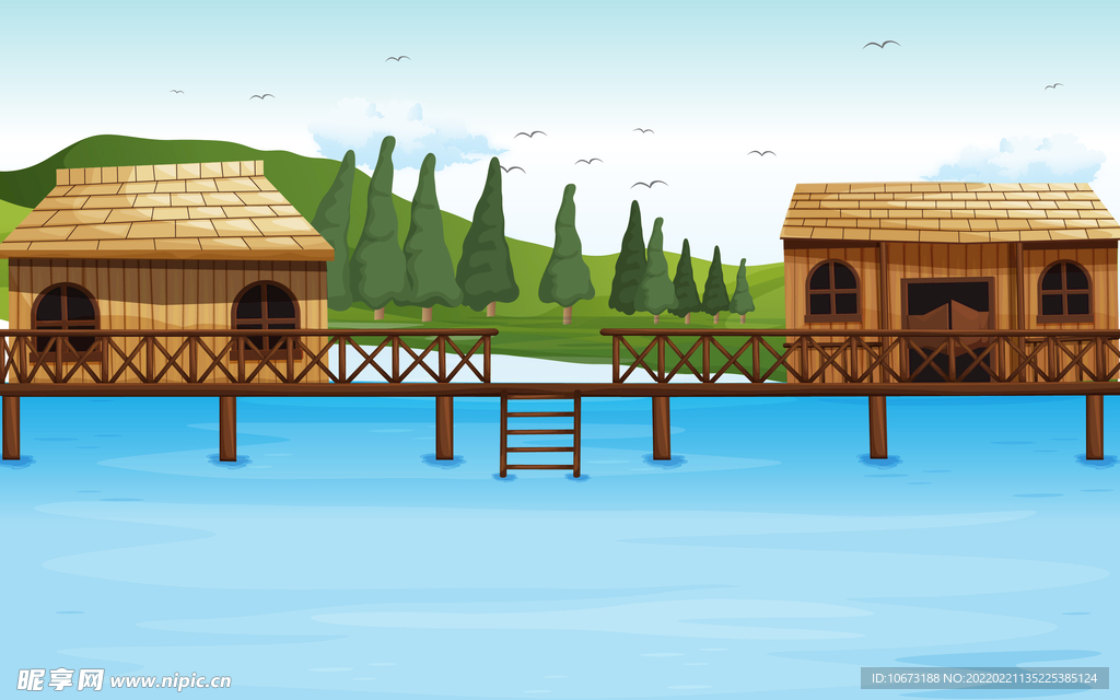 矢量湖泊背景