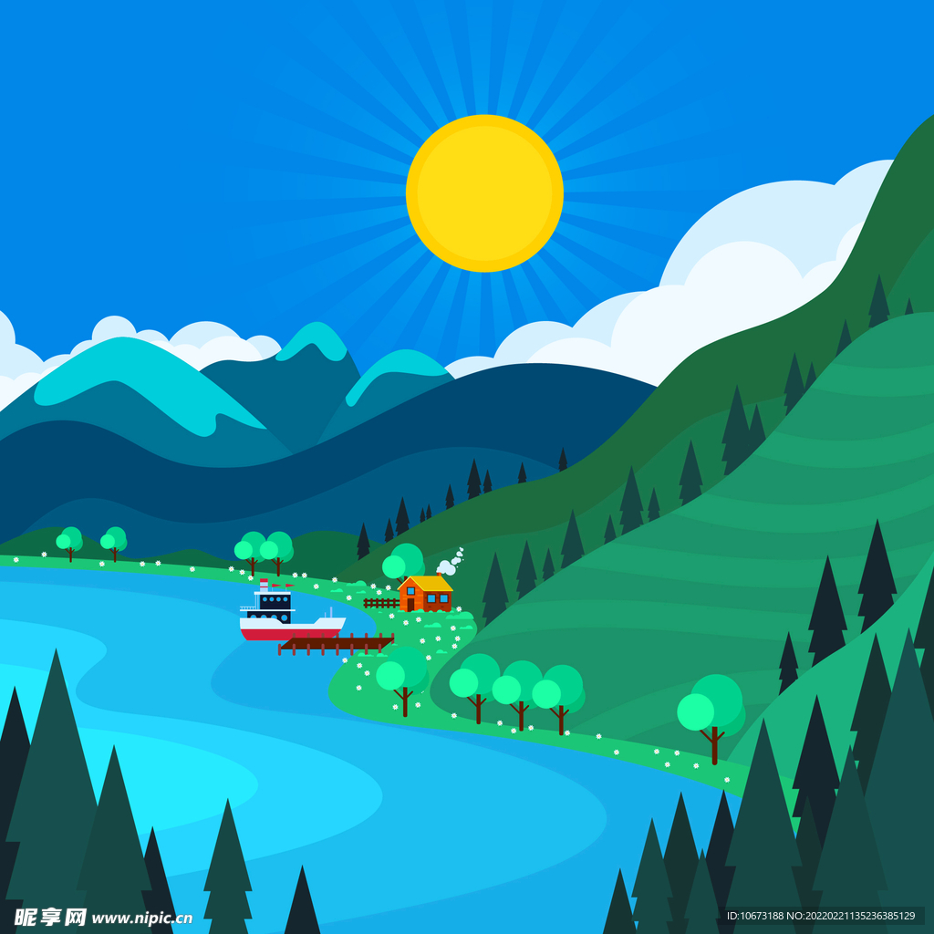 矢量湖泊背景