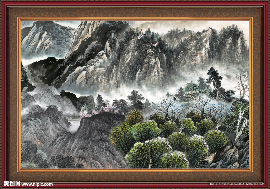 中堂山水画 