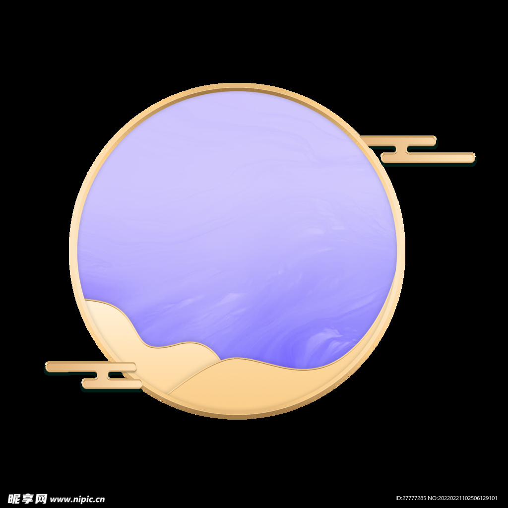 紫色圆形国潮标题边框