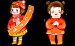 恭祝新年快乐的小女孩