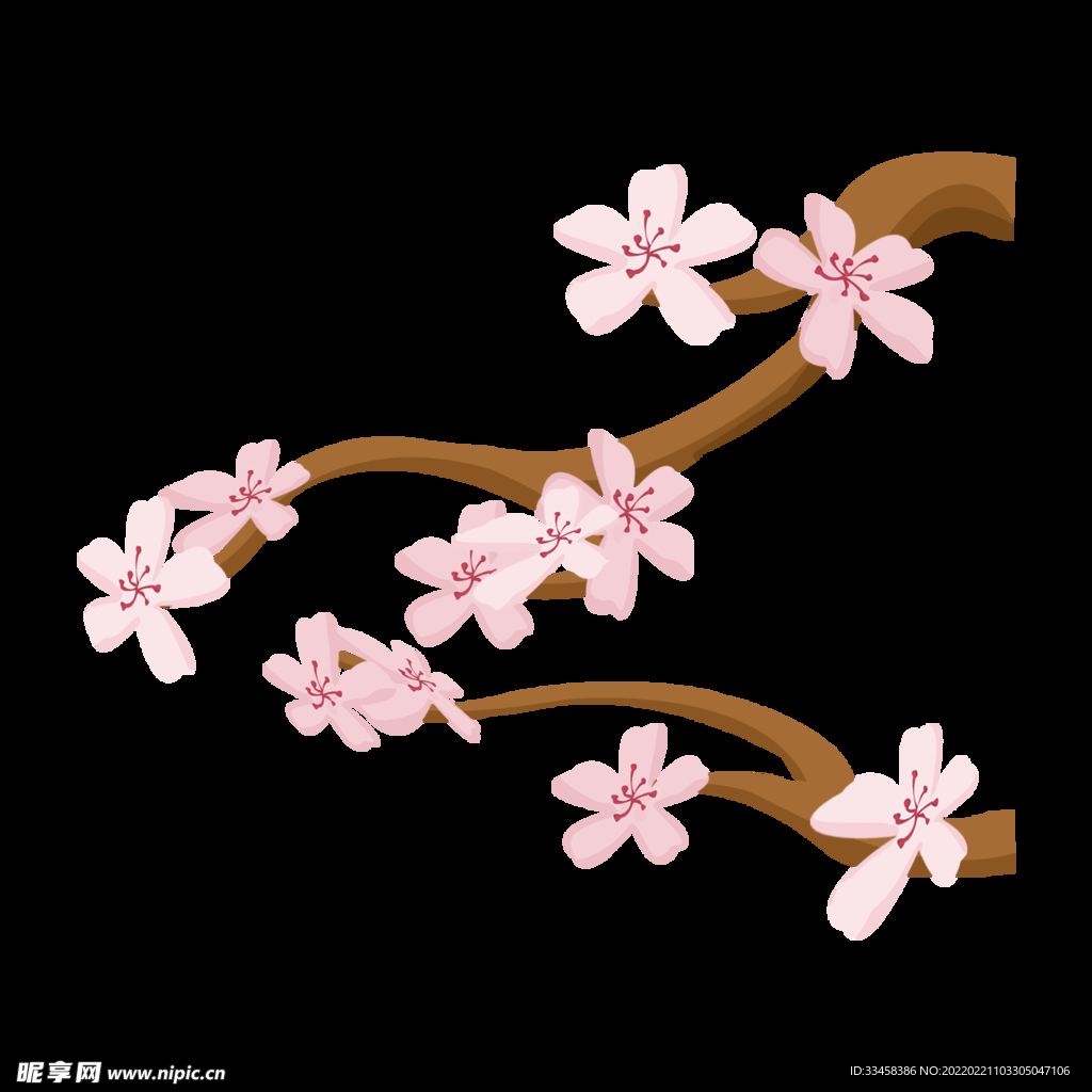 漂亮的桃花手绘插画