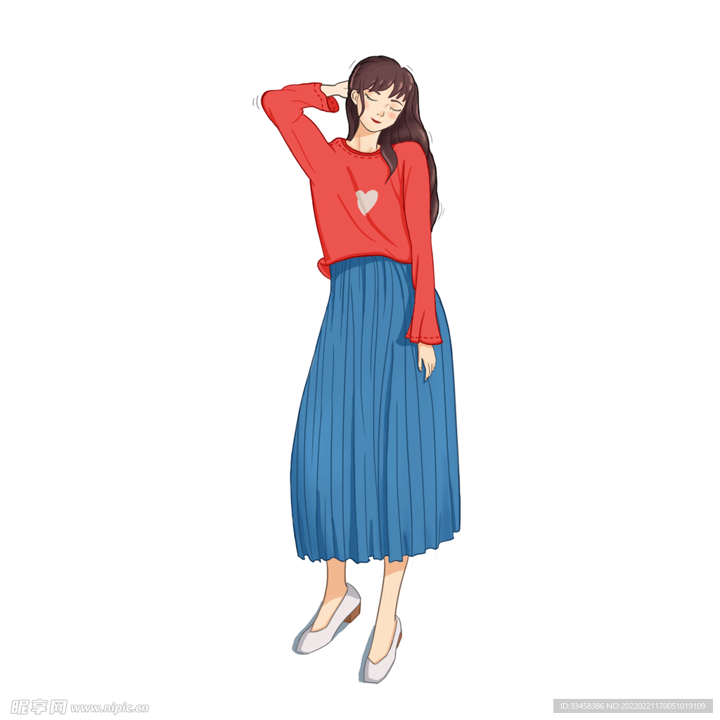 可爱少女穿搭手绘