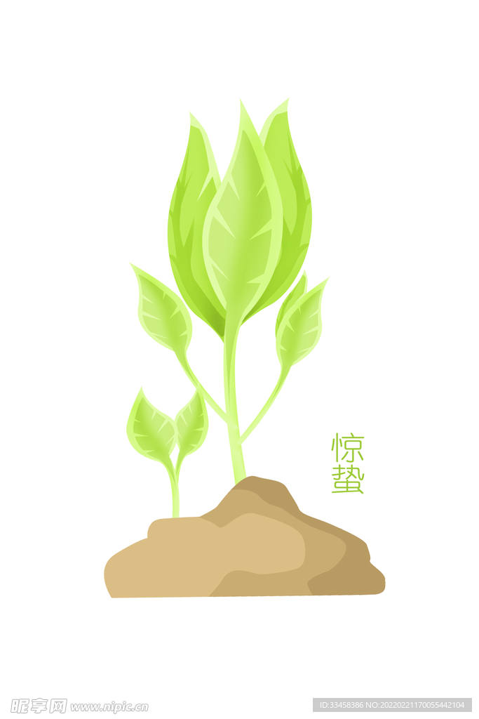 绿色绿树惊蛰插画