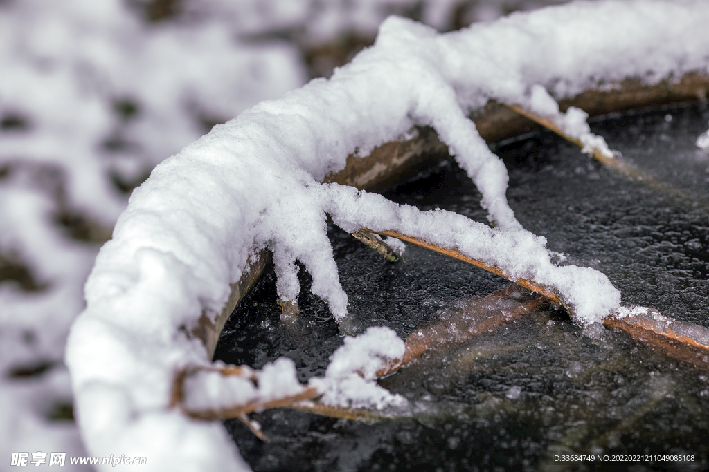 寒冬里的水与雪 雪景图片