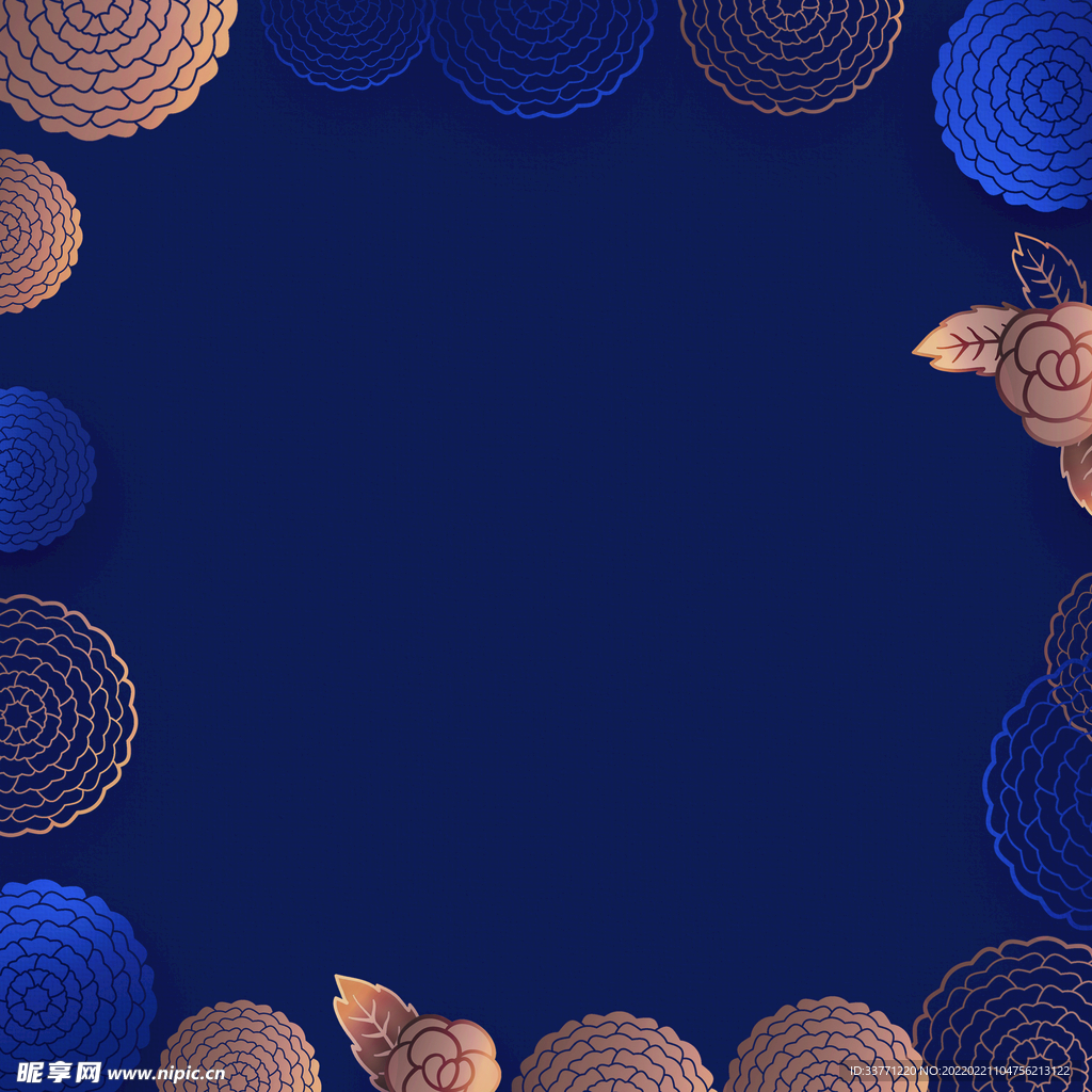 大气蓝色花朵背景