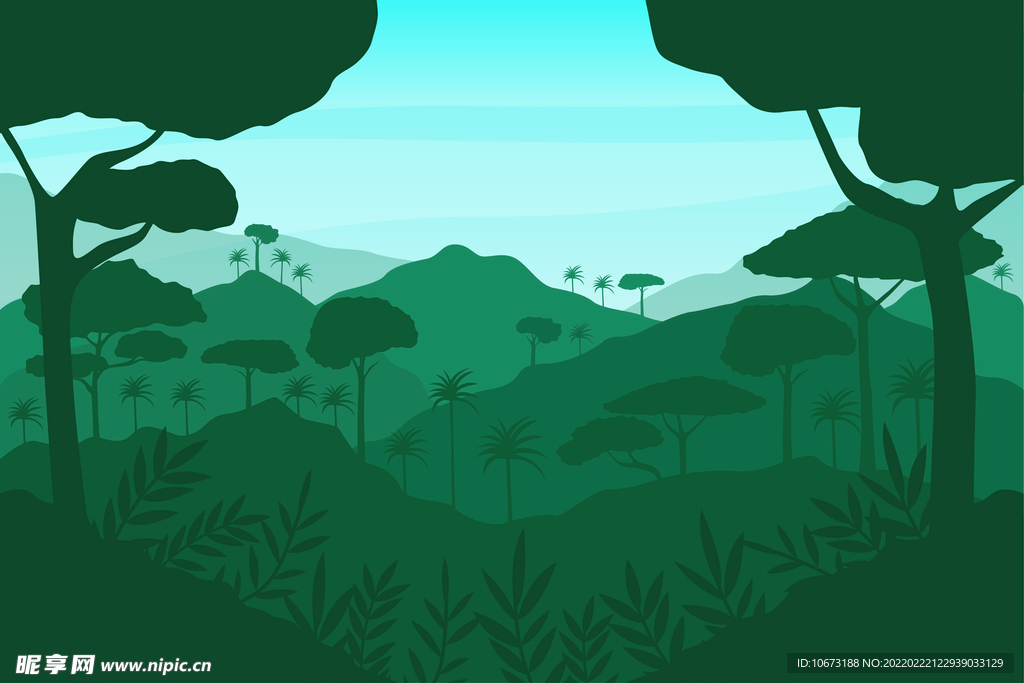矢量树林背景 