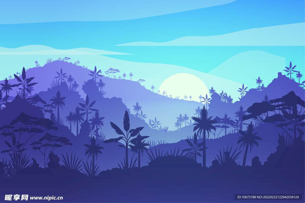 矢量树林背景 