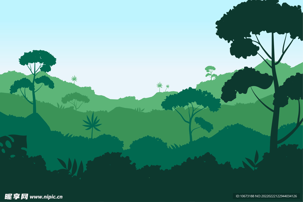 矢量树林背景 