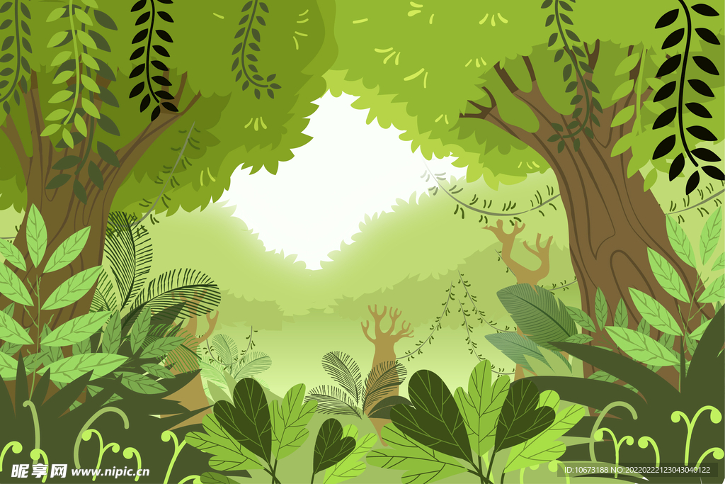 矢量树林背景 