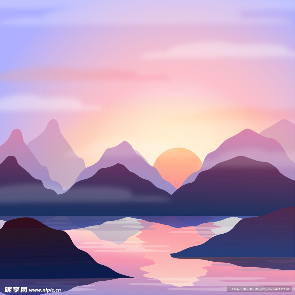  矢量山峦背景 