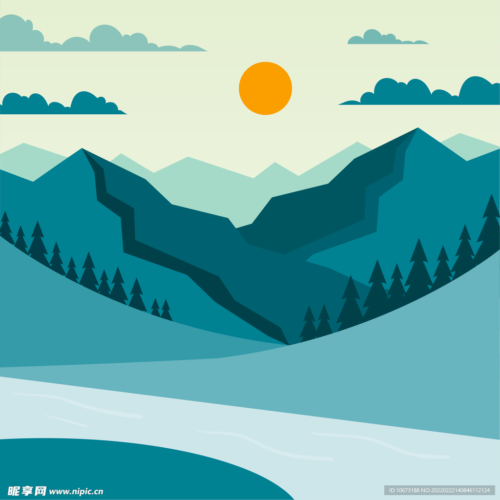  矢量山峦背景 
