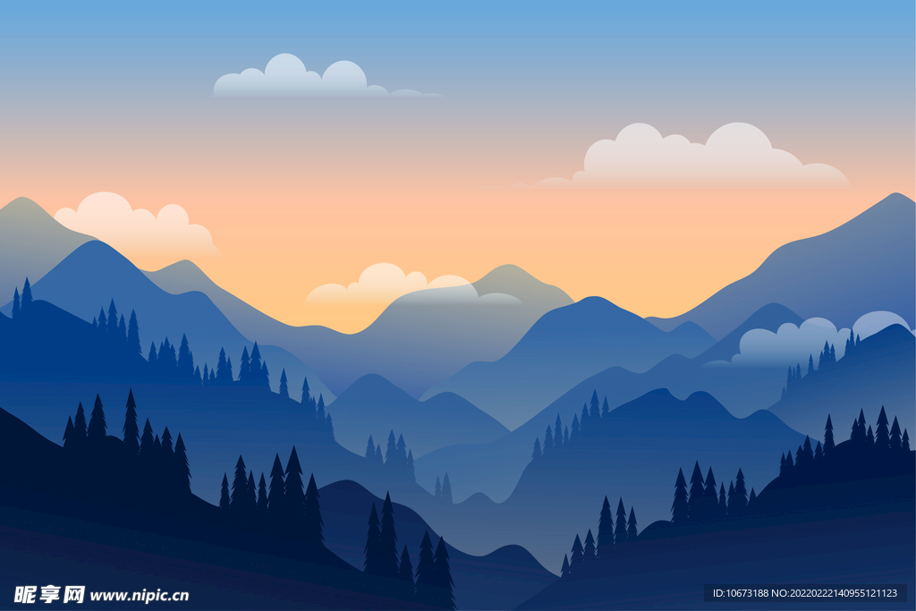  矢量山峦背景 