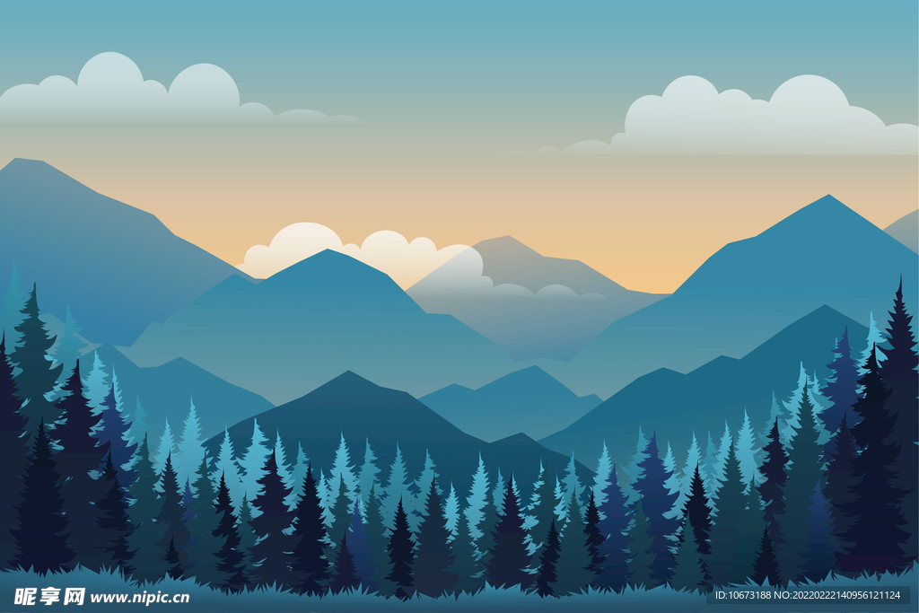  矢量山峦背景 